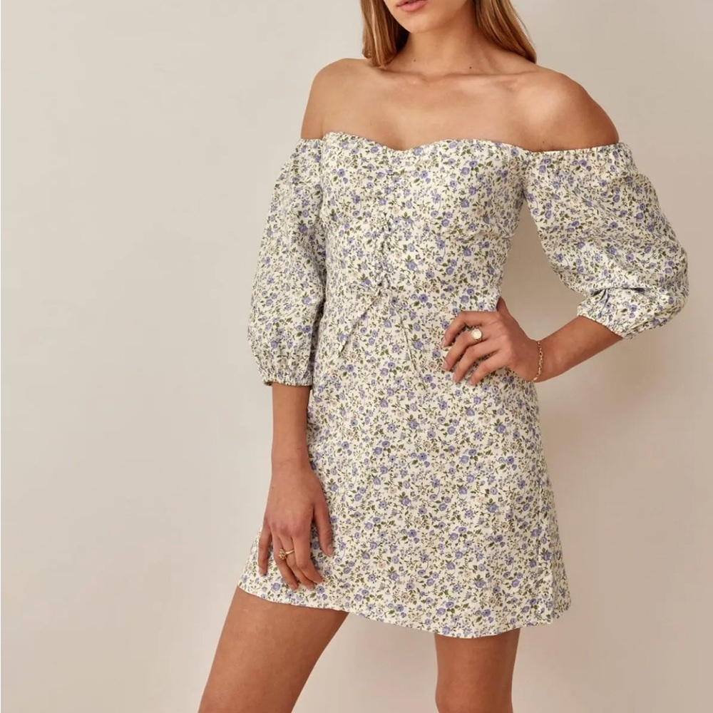 Reformation Kathryn Pixie Floral Linen Dress size 2 EUC